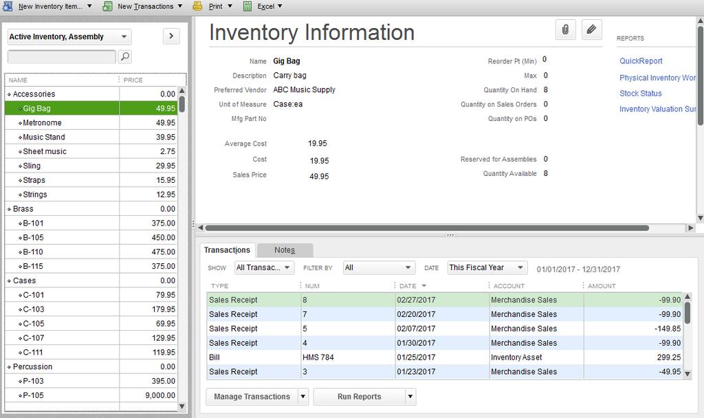 Lesson 2 QuickBooks Premier 2017 Level 1 Inventory Working with the Inventory Centre QuickBooks makes it easy to manage your inventory with the Inventory Centre.