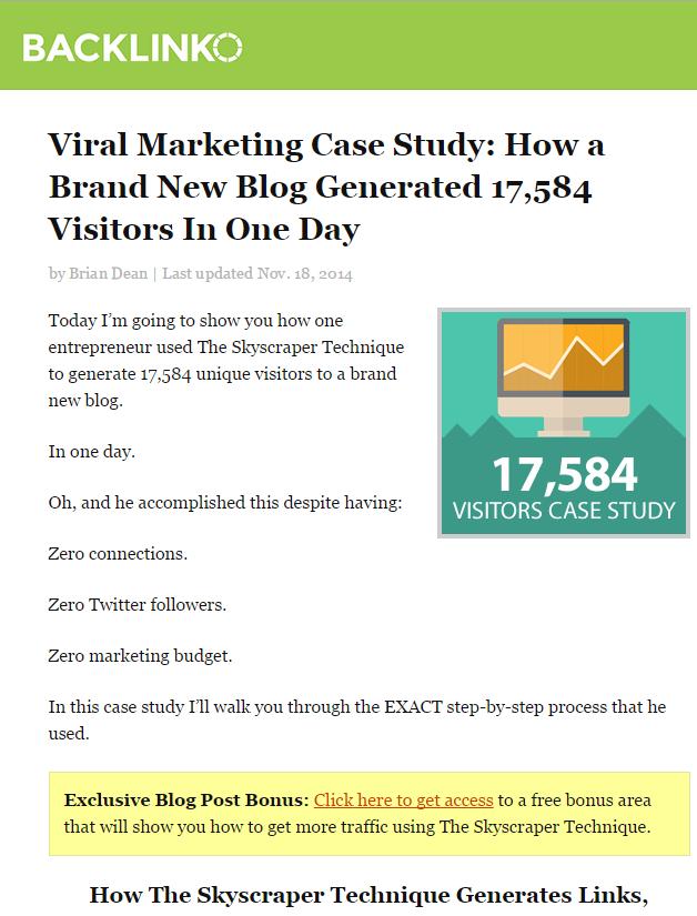 Case Study Example Author: Brian Dean from Backlinko Brian is a master of this.