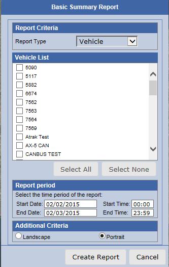 Generated Report Basic Summary Report This function provides users with a report on the start driving time/end driving time/ driving time of the selected vehicle over a specified date and time range.