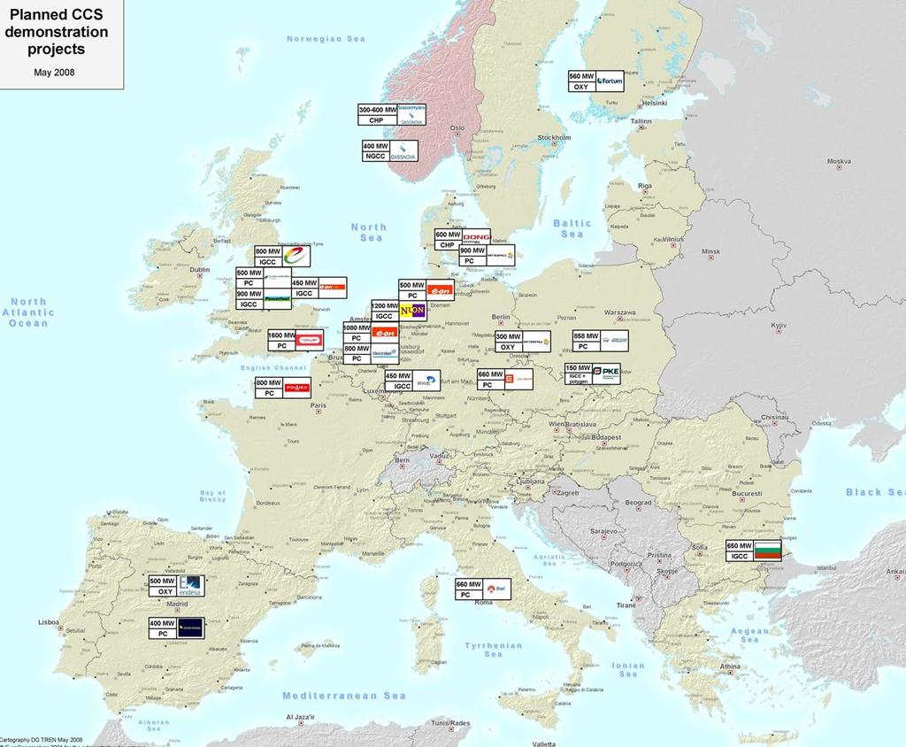 Planned CCS Projects: Europe 28 potential projects 26 coal 2 gas 12 countries Most active in