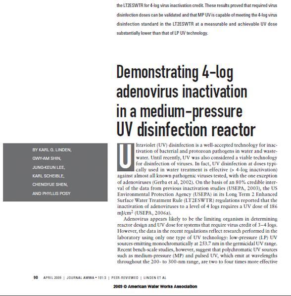 Keeping UV technology simple is complicated!! Make it simple: direct full scale validation with adenovirus Could it be done?
