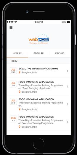 Discovery platform for Events, Tradeshow and Conferences webmobi mengage plafoorm for events, enables event marketing with easy discovery, networking, personalization for trade shows, conferences and
