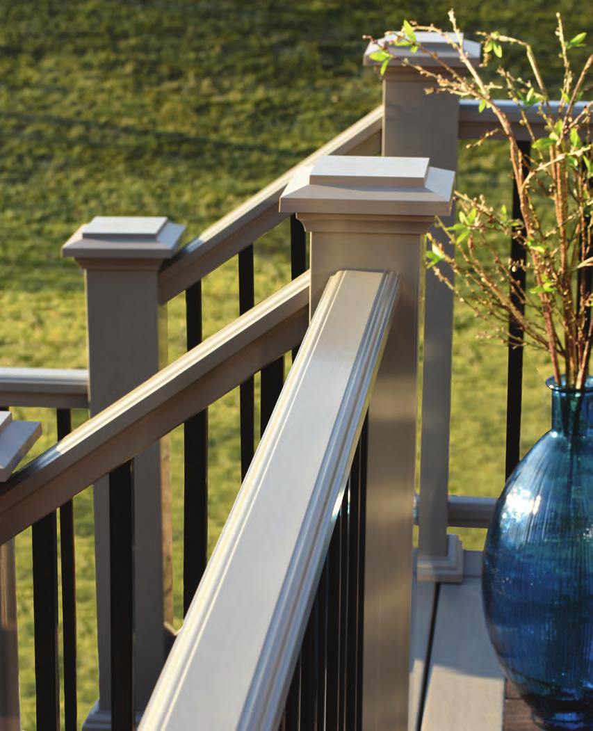 Slate Gray Rail details Premier Railing offers the beauty and feel of real wood railing coupled with the added strength of performance materials.