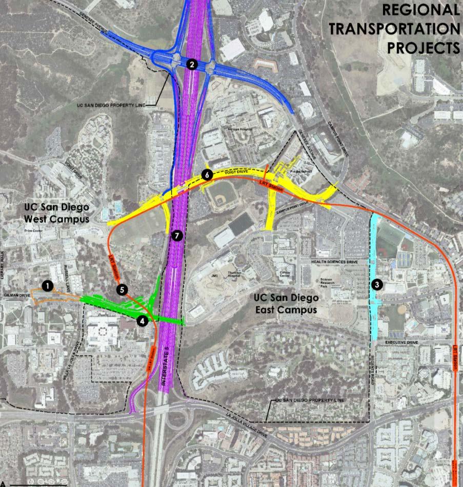 Regional Transportation Projects 1. Gilman Transit Center 2. I-5/Genesee Avenue Interchange 3. Regents Road Widening 4.