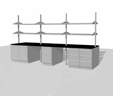 Floor mounted Reagent rack Through counter 30 W 36 W 48 W Shelf Bay 14-9563 501 14-9563 502 14-9563 503 Shelf Extension 14-9563