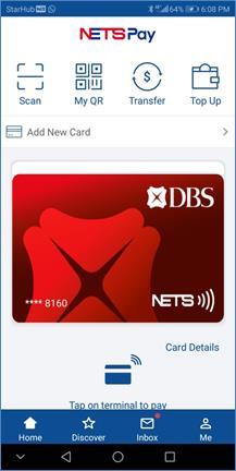 Set payment default card A blue tick indicates the current default card.