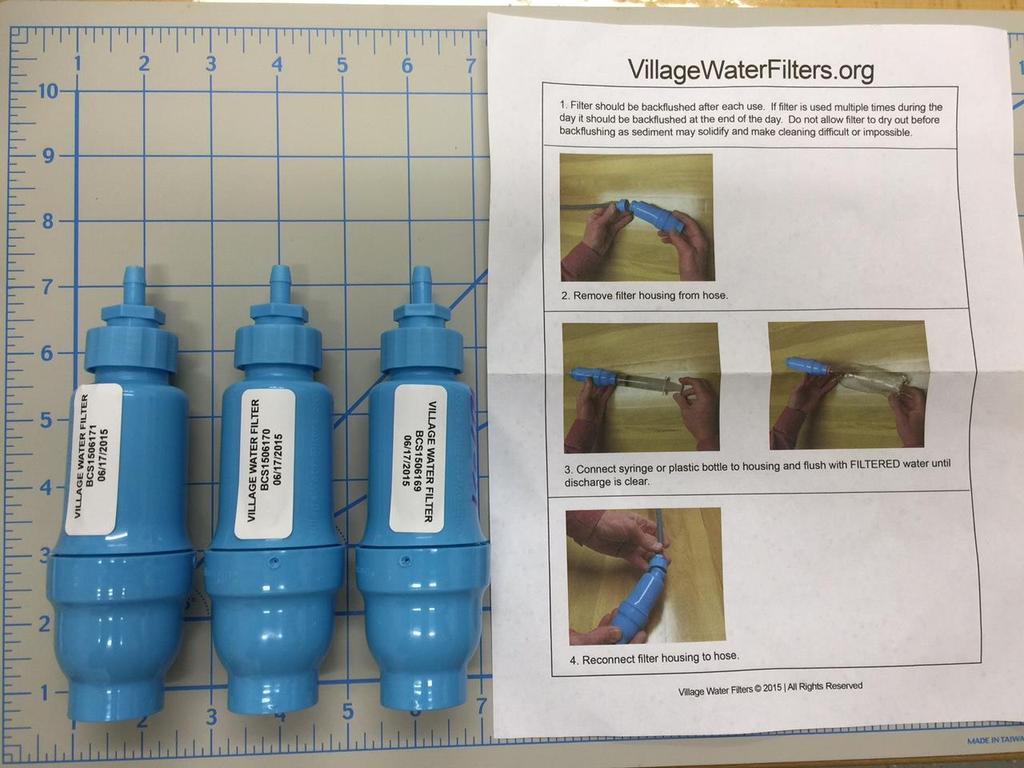 Study Sponsor: Village Water Filters Test Articles: Village Water Filters; BCS 1506169, 1506170,