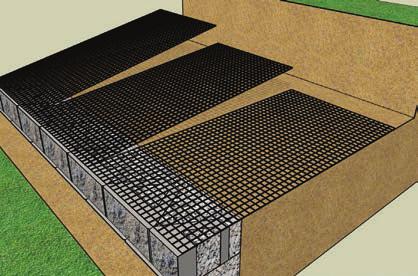 Because of that, this geogrid can be either rolled out parallel to the retaining wall or perpendicular to the retaining wall.