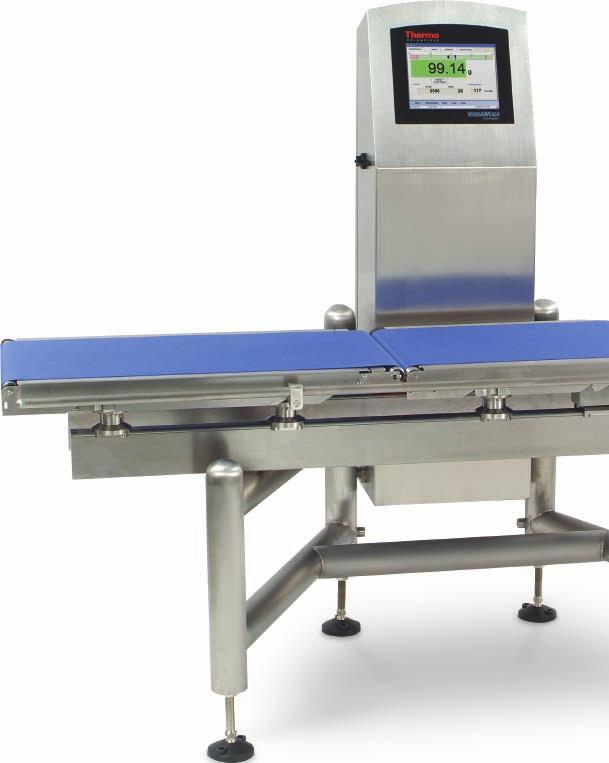 Shown at right the Thermo Scientific VersaWeigh model 40-100 400-mm (15.7-in) wide belt, 10 kg capacity with 2,010-mm (79.1-in) overall length and IP-66 option pack.