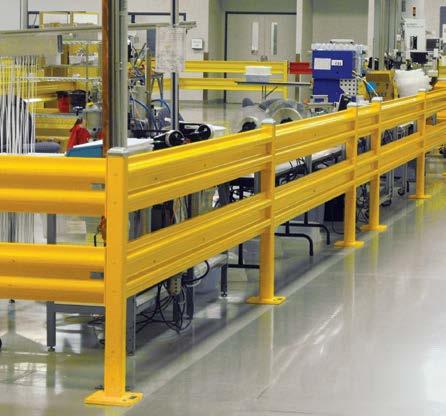 Medium-duty industrial railing perfect for separating people from traffic areas Modular design makes expansion or relocation easy Universal posts feature connection holes on
