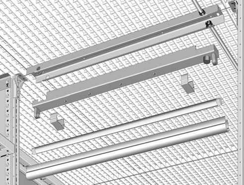 Mezzanines / platforms Lighting system design Aluminum cable conduit Floor beam profile LT Light fixture LK Fluorescent tube LR Clip for LK Plastic protection Lighting support profile, prepared for