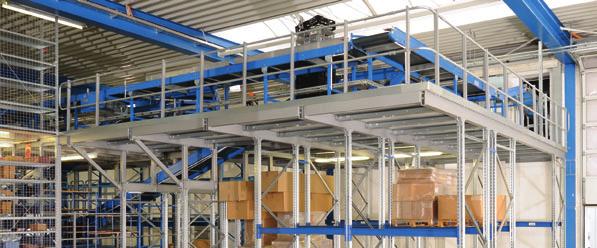 MEZZANINES / PLATFORMS Mezzanines and platforms one system with many possibilities Shelving mezzanines With free-standing shelving mezzanines you can double your storage space.