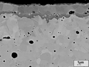 view (left), microstructure of upper layer (middle), microstructure of