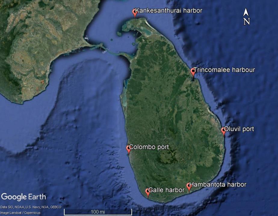 Sri Lanka has several ports along its coastline (figure 5). Colombo port is the most prominent among them with a significant contribution to the national economy.