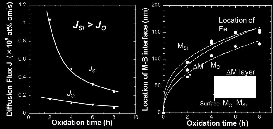 In comparison with oxidation of Si which is limited by diffusion of O atom in SiO 2, this oxidation behavior obtained from this analysis may be quite unique.