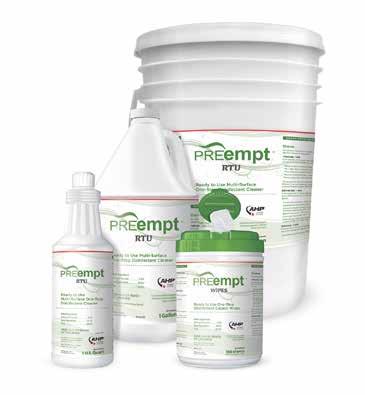 PREempt RTU Disinfectant Solution and Wipes PREempt RTU Disinfectant Solution and Wipes Ready-to-use one-step cleaner and intermediate disinfectant PREempt RTU utilizes Accelerated Hydrogen Peroxide