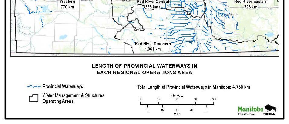 varied since the 1800s. MI is responsible for 4,750 km of provincial waterways.