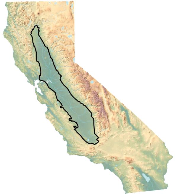 California s Central Valley 20,000 sq. mi. (55,000 sq. km.