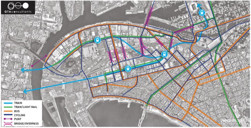 ITP As expected ITP and Framework Transport systems align strongly. FRAMEWORK A number of bus routes shown in the Framework are not present in the ITP.