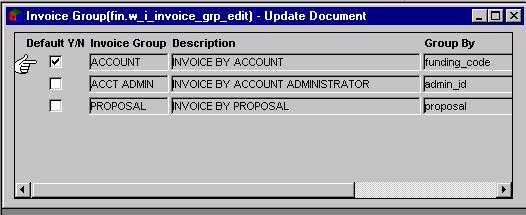 INVOICE GROUP SCREEN Invoice numbers are generated when Customer Billing is run. (Actual invoices are created using a secondary report program that is not part of the standard FacilityFocus release.