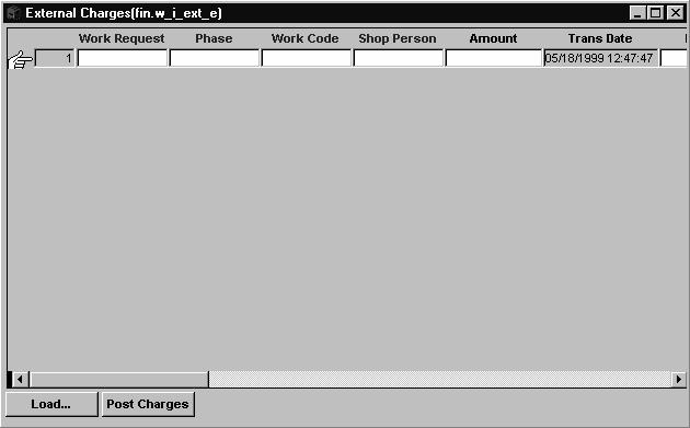 EXTERNAL CHARGES The External Charges screen is used to enter, edit and/or load external charges for inventory purchases.