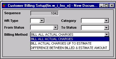 CUSTOMER BILLING SETUP SCREEN The Customer Billing Setup screen is used to define parameters for the customer billing process.