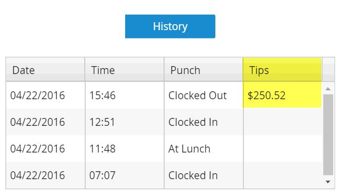 Tips can be adjusted by employees on the Web Clock dashboard for up to 24 hours.