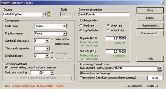 Multi-Currency Manager The Sage BusinessVision Multiple Currency Manager is an add-on module that allows you to work with bank accounts, customers, and vendors in foreign currencies.