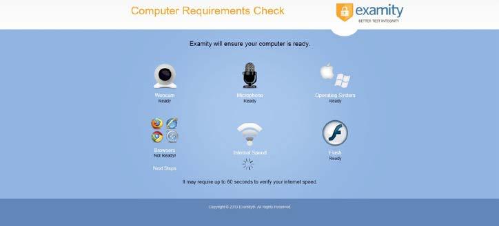 You can also run the check here: https://prod.examity.com/systemcheck/computerreadinesscheck.