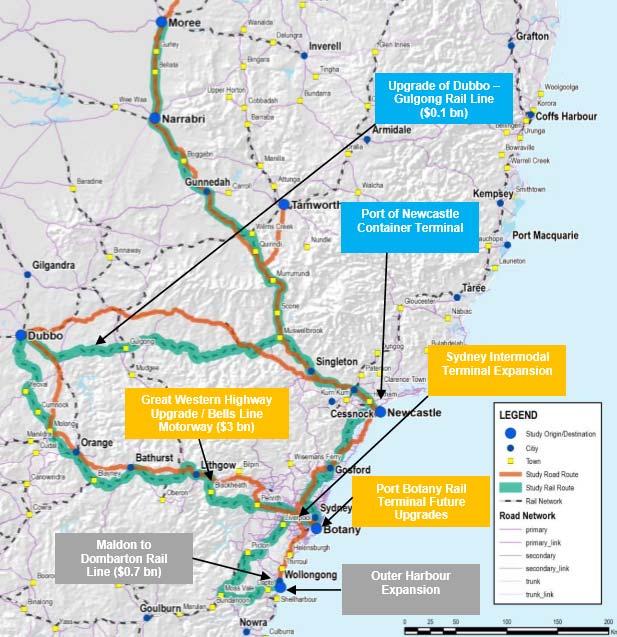PROPOSED MAJOR INFRASTRUCTURE PROJECTS The NSW Government s Future Transport 2056 Strategy identifies that the container freight task alone is projected to grow by 176% over the next 40 years to 39.