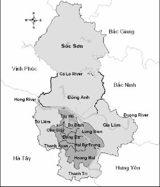 Ha Tay in the southern West, and Vinh Phuc in the west (see Figure 2.1).
