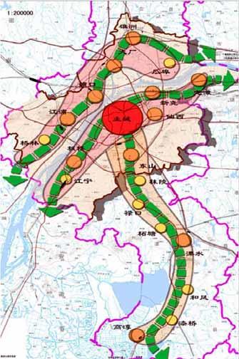 km 2 for dwelling and 6 km 2 for infrastructure and 6 km 2 is for other construction. The tertiary industry will be dominant in the 3 new downtowns and industries with pollution will be forbidden.