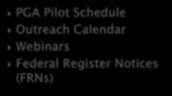 PGA Pilot Schedule