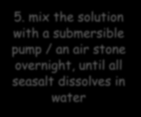 mix the solution with a submersible pump / an air