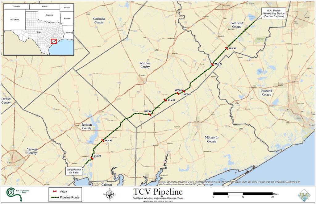 CO2 Pipeline Route 81 Miles (Parish to West Ranch)
