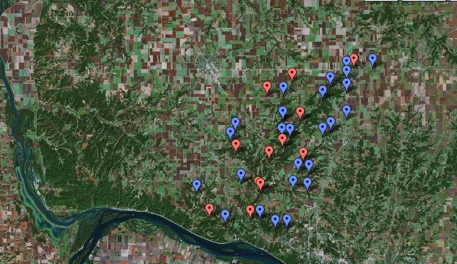 Figure 1. Sampling locations in Piasa Creek near Alton, IL.