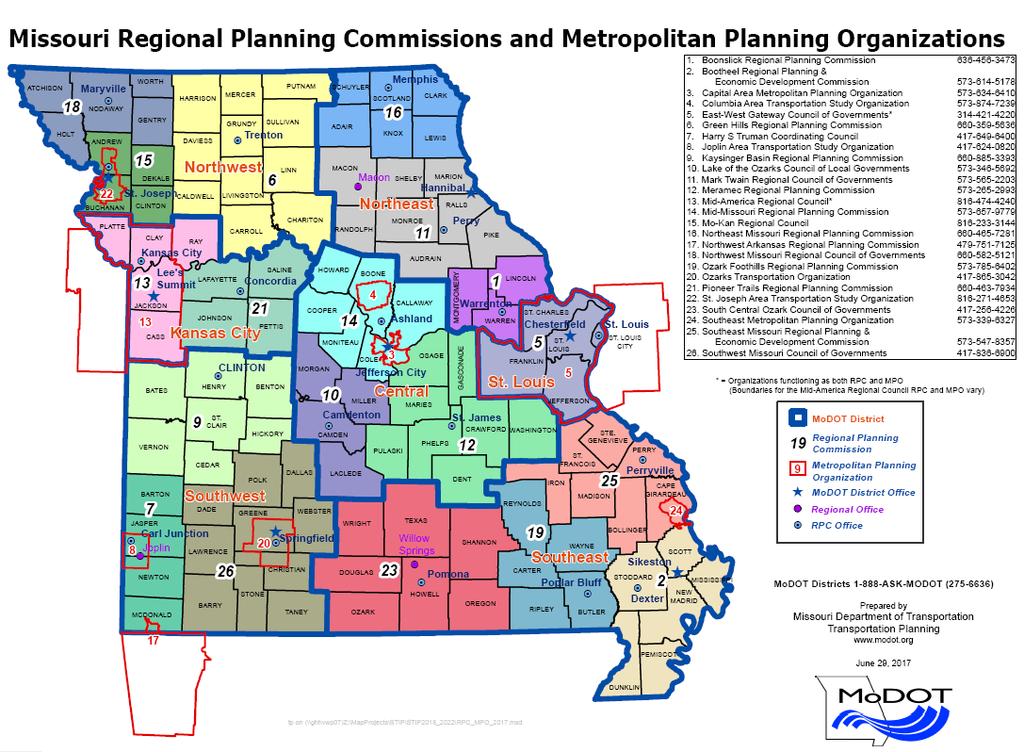 They are responsible for transportation planning within their areas. RPCs represent multi-county rural regions and coordinate regional local governments in transportation planning.