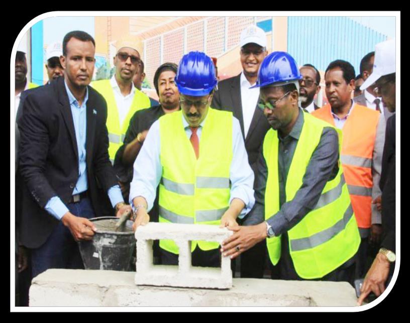 The President of the Republic of Somalia laid the foundation stone at the National Theater Center The President of the Republic of Somalia H.