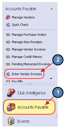 Create a Vendor Invoice 1) Navigate to the Accounts