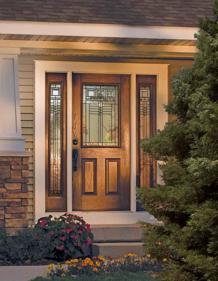 ARTISAN COLLECTION 9 Entrada featuring 1/2 Lite door* with Full Lite sidelites and Oak Park glass.