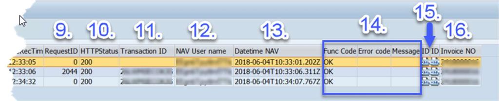HTTPStaus: Last status in HTTP communication 11. Transaction ID: NAV transaction ID. It is an important ID because it identifies the submission process at NAV. 12.
