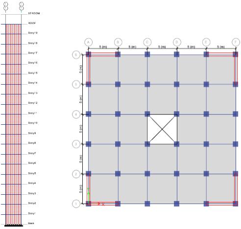 Figure 2: Plan view and shear walls DETERMINATION OF DAMPING RATIO TARGET AT THE DESIGN LEVEL According to paragraph A.2.4.