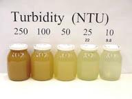 runo and sediment or because of excessive algal growth Measured in nephelometric turbidity units