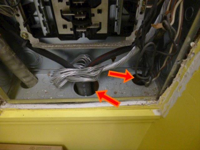 cables entering the breaker located in the