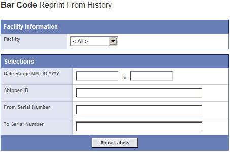 Reprinting Labels Labels that are lost or destroyed can be reprinted from SupplyWeb by selecting