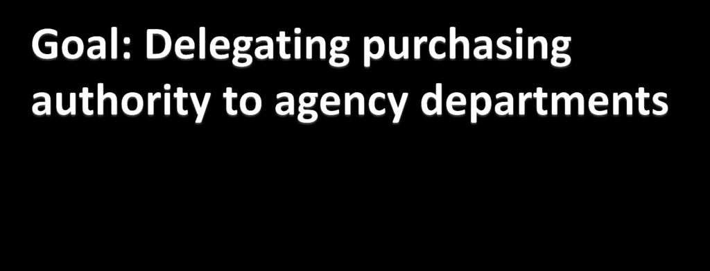 A Pcard program allows the Agency to delegate purchasing