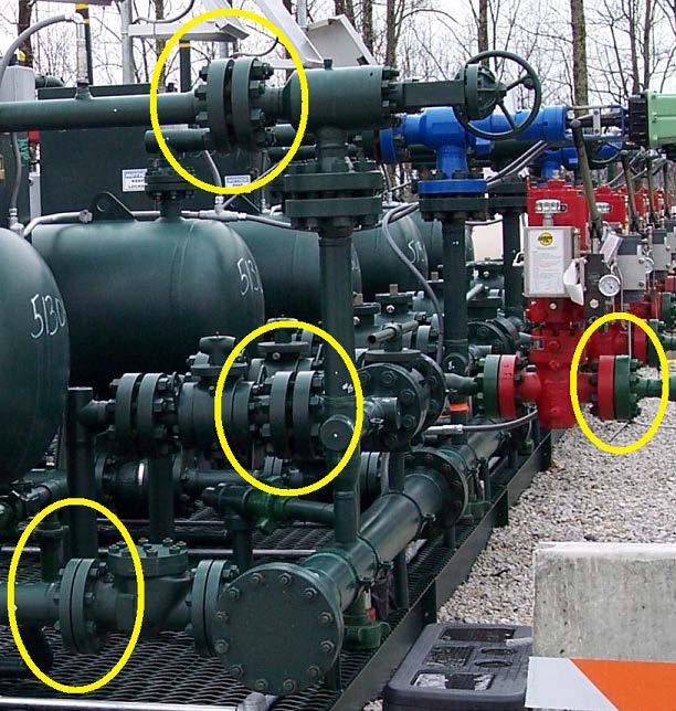 Fugitive Leaks Emissions of gas that escape through well site components such as connectors, flanges, and valves Source