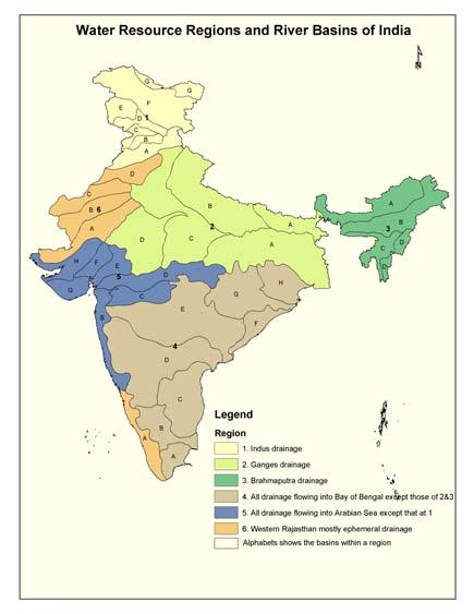 The Indian context The network of rivers comprises 12 major basins having a combined catchment area of about 256 million ha.