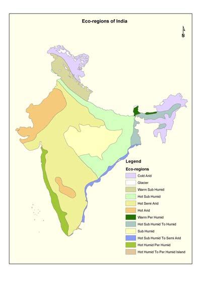 India has 12 eco-regions, 1. Cold Arid 2. Glacier 3.