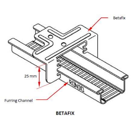 Direct Fixing Clip (Beta Fix) sheet The adjustable Direct Fixing Clips - Betafix are a component of the Keylock Ceiling System.